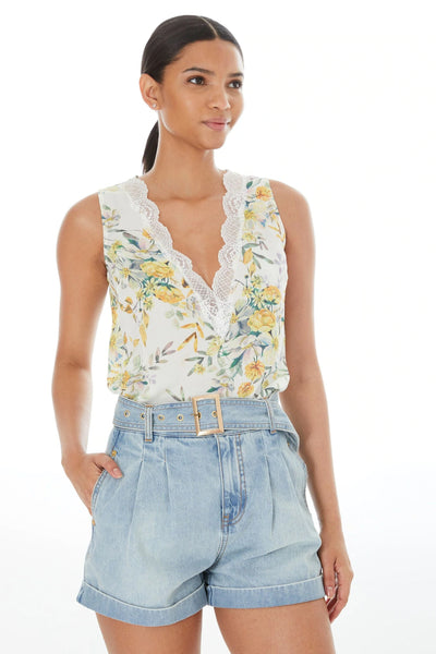 Aida Print V neck Top