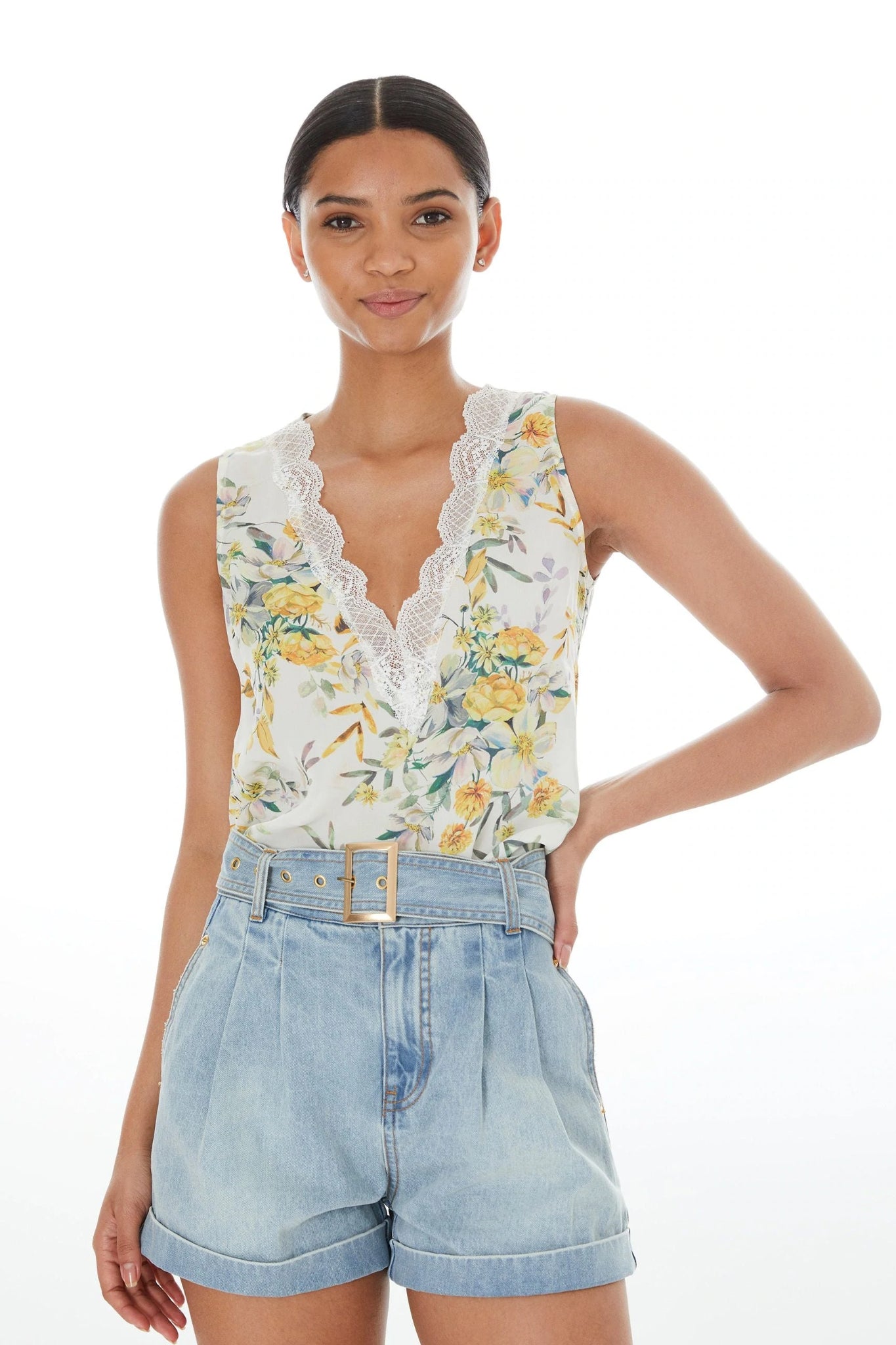 Aida Print V neck Top