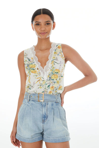 Aida Print V neck Top