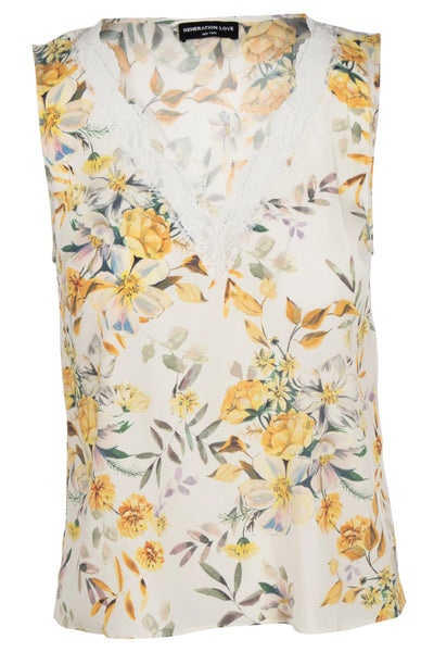 Aida Print V neck Top