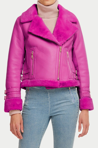 Dion Faux Shearling Moto Jacket