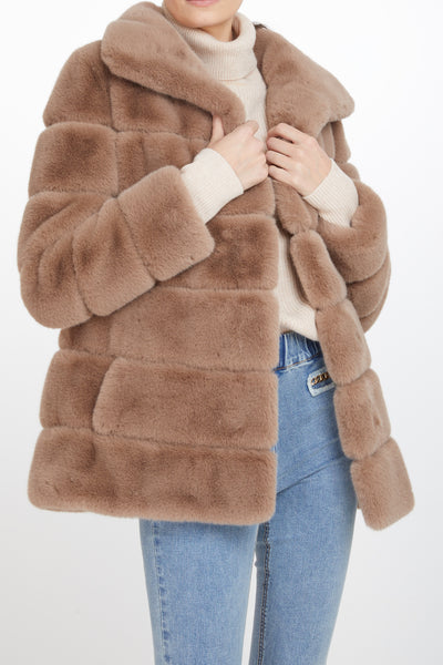 Odile Faux Fur Long Panel Coat