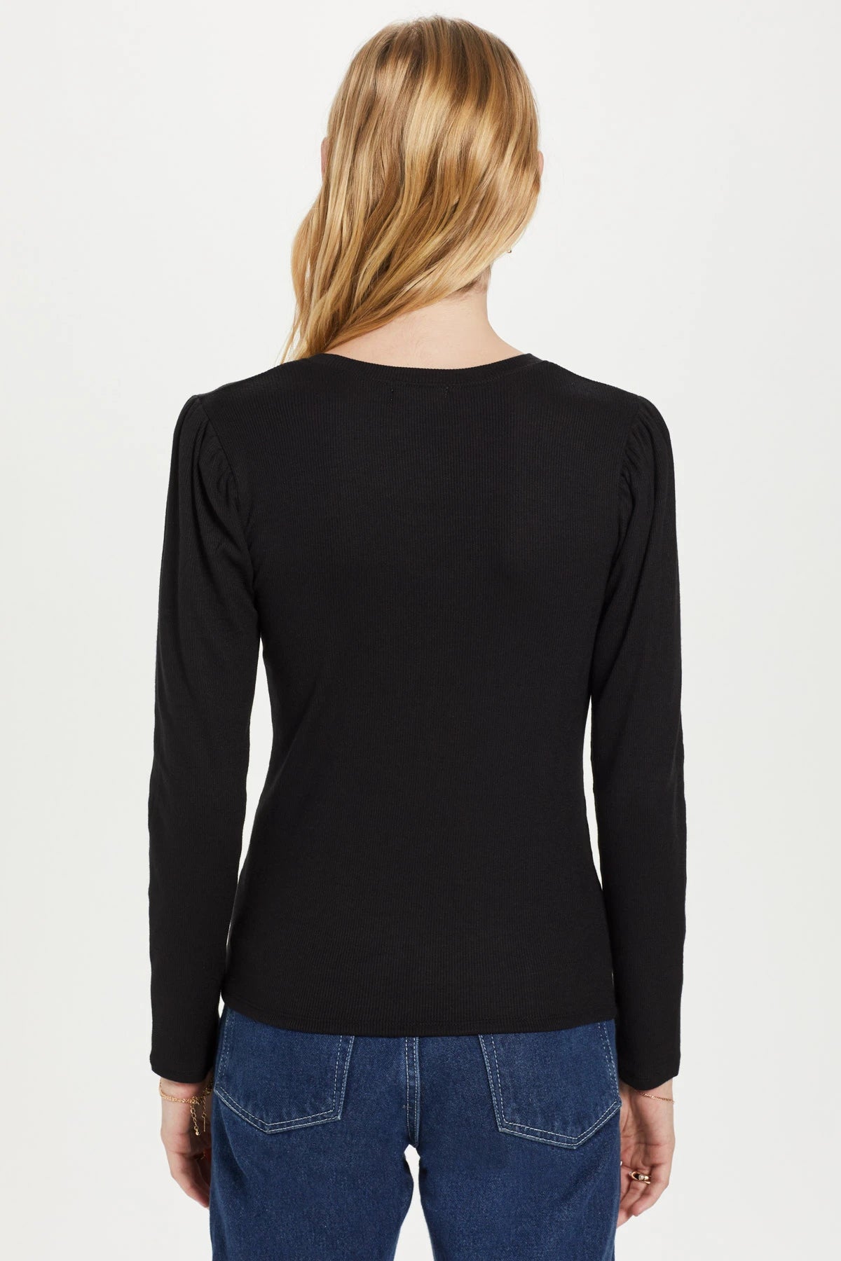 Luxe Rib Puff Shoulder Top