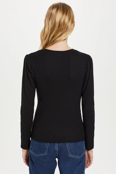 Luxe Rib Puff Shoulder Top
