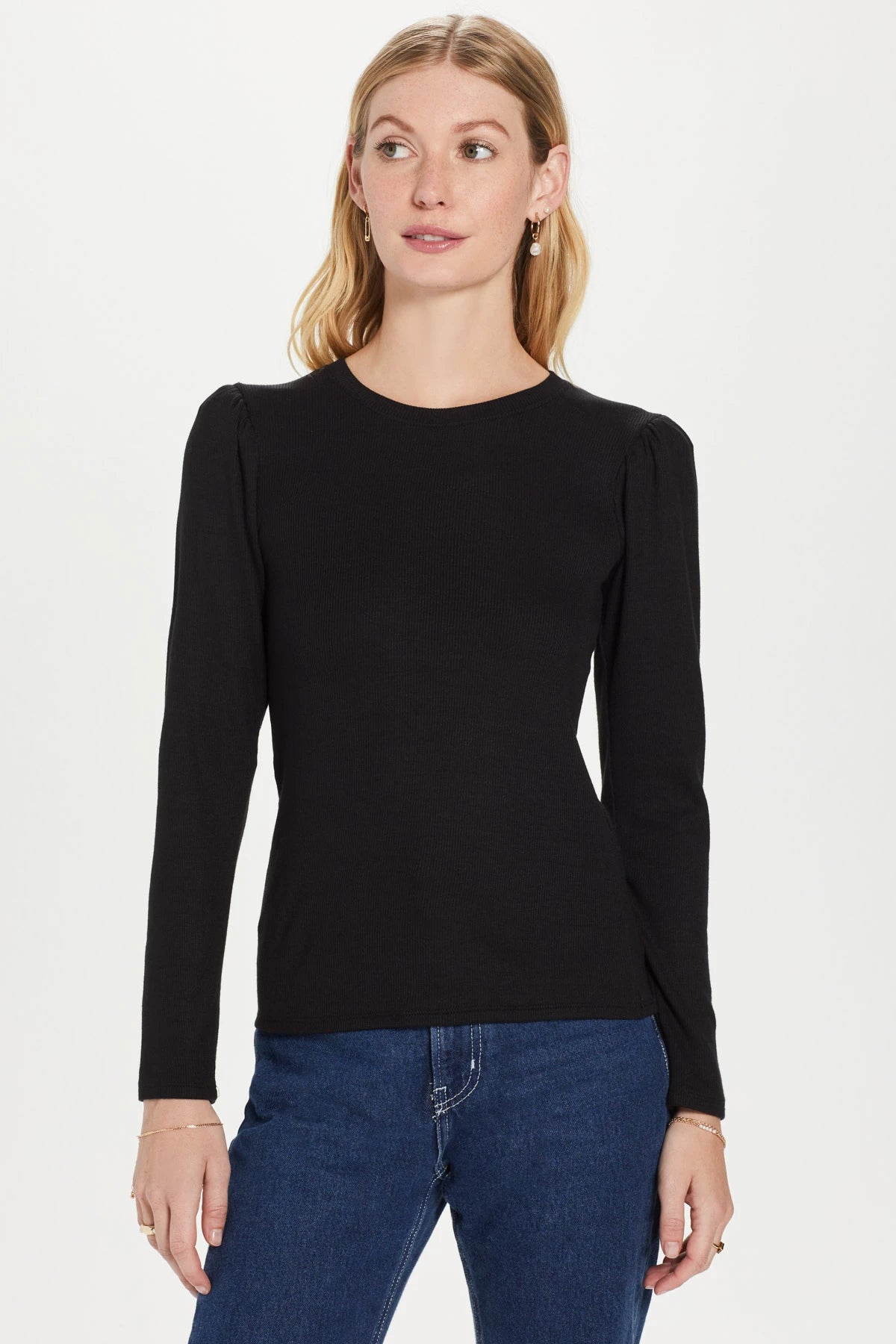 Luxe Rib Puff Shoulder Top
