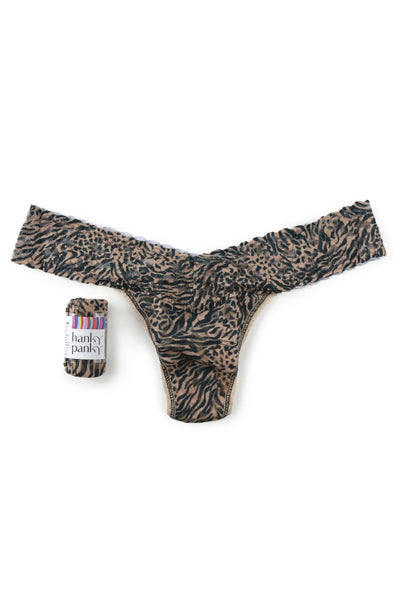 Low Rise Lace Print Thong