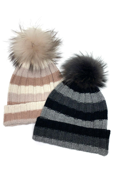 Pom Pom Cable Hat