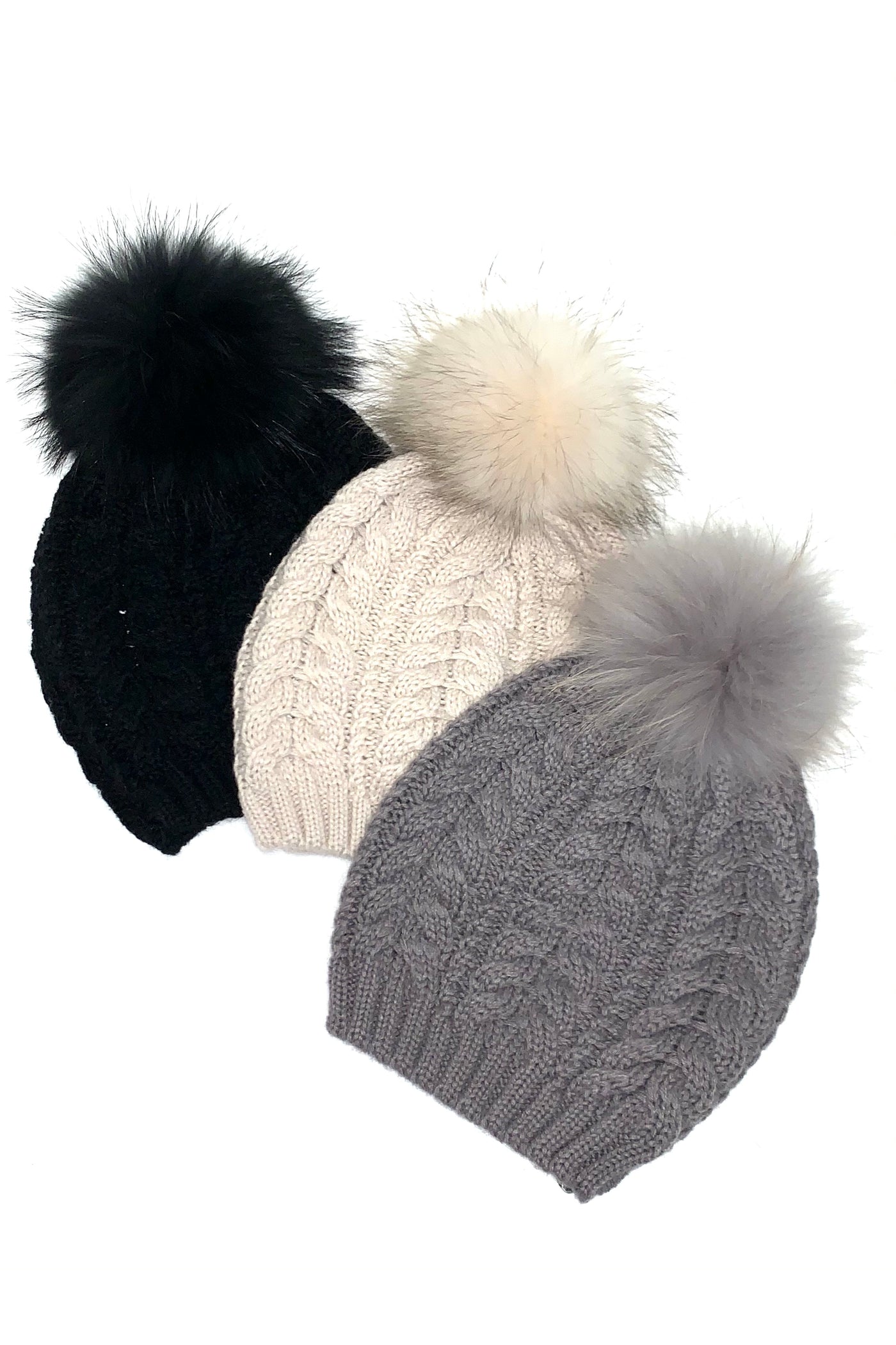 Pom Pom Cable Hat