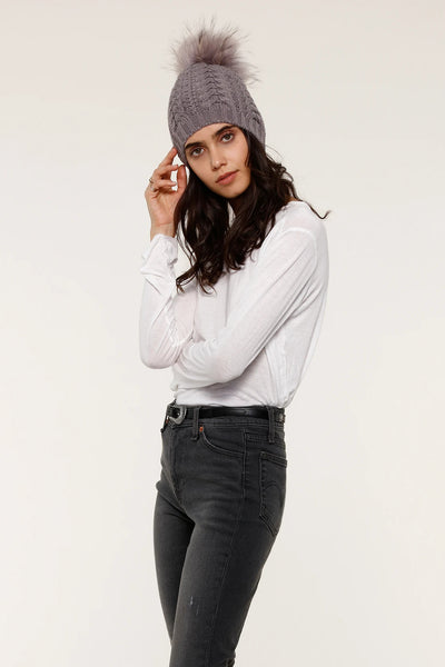 Pom Pom Cable Hat