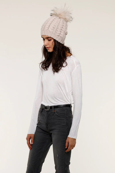 Pom Pom Cable Hat
