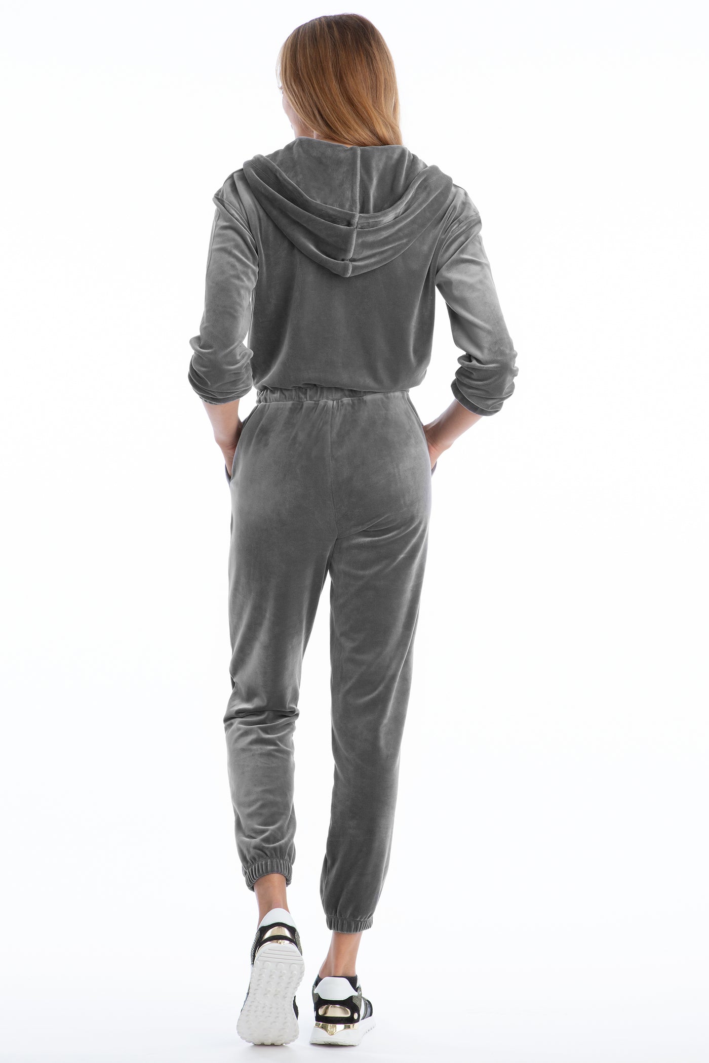 Velour Hooded Jumpsuit