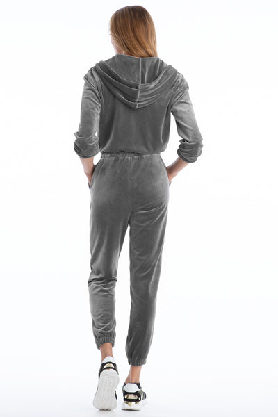 Velour Hooded Jumpsuit