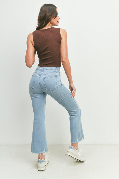 Crop Flare with Destructed Hem