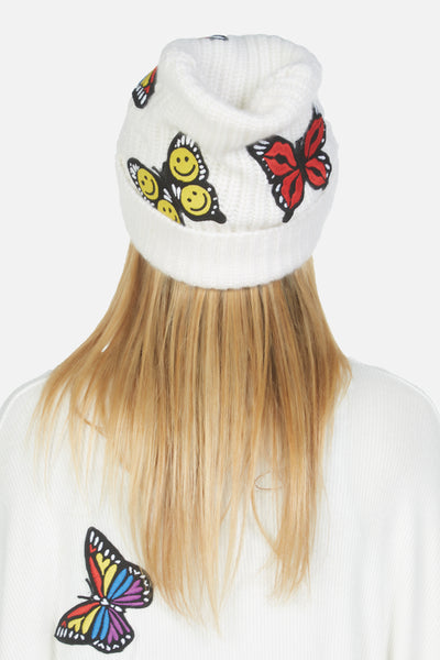Blix Butterfly Patch Slouch knit Hat