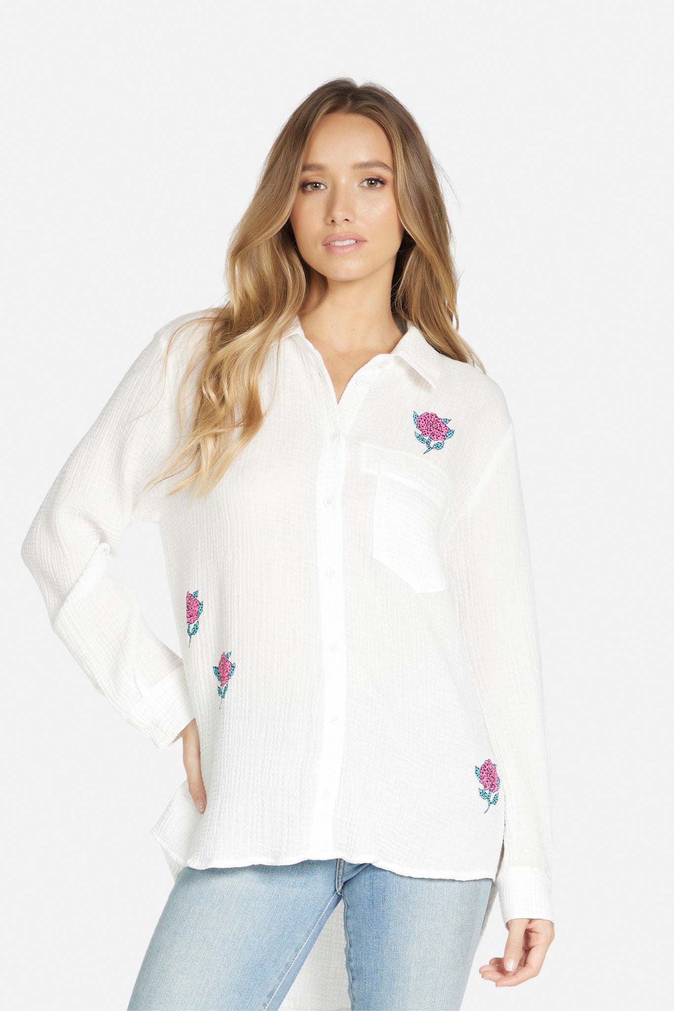 Dara Crystal Rose Button Down