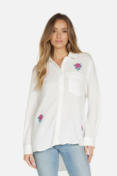 Dara Crystal Rose Button Down