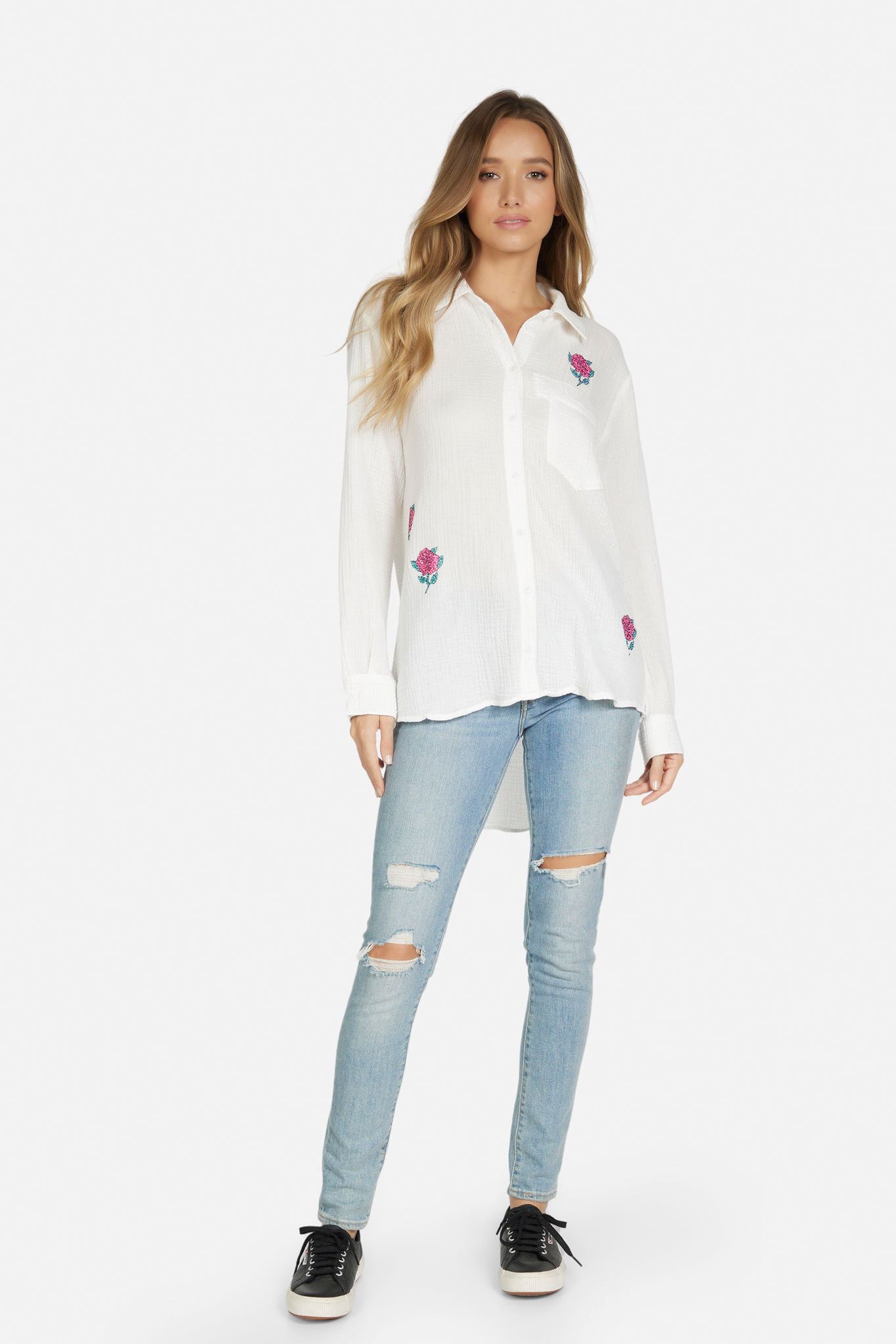 Dara Crystal Rose Button Down