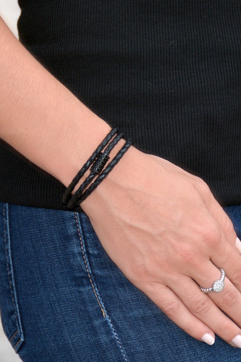 Magnetic Screw Leather Bracelet