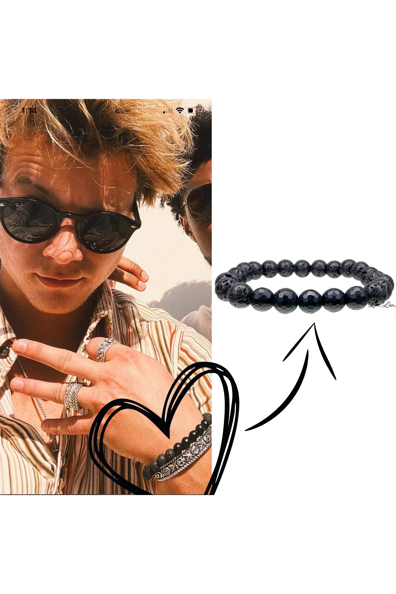 Rudy's Lava Rock Mens Bracelet