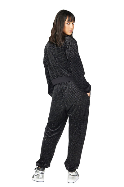 Exon Glitter Velour Crop Sweatshirt