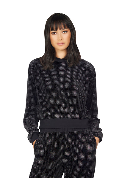 Exon Glitter Velour Crop Sweatshirt