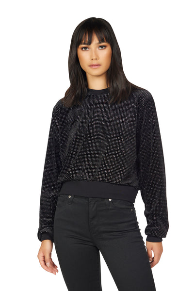 Exon Glitter Velour Crop Sweatshirt