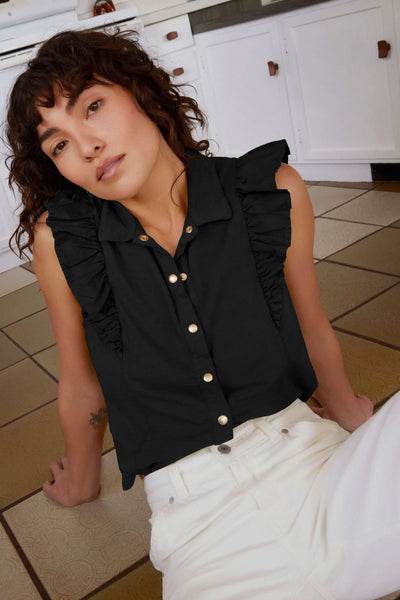 Archer Ruffle Button Top