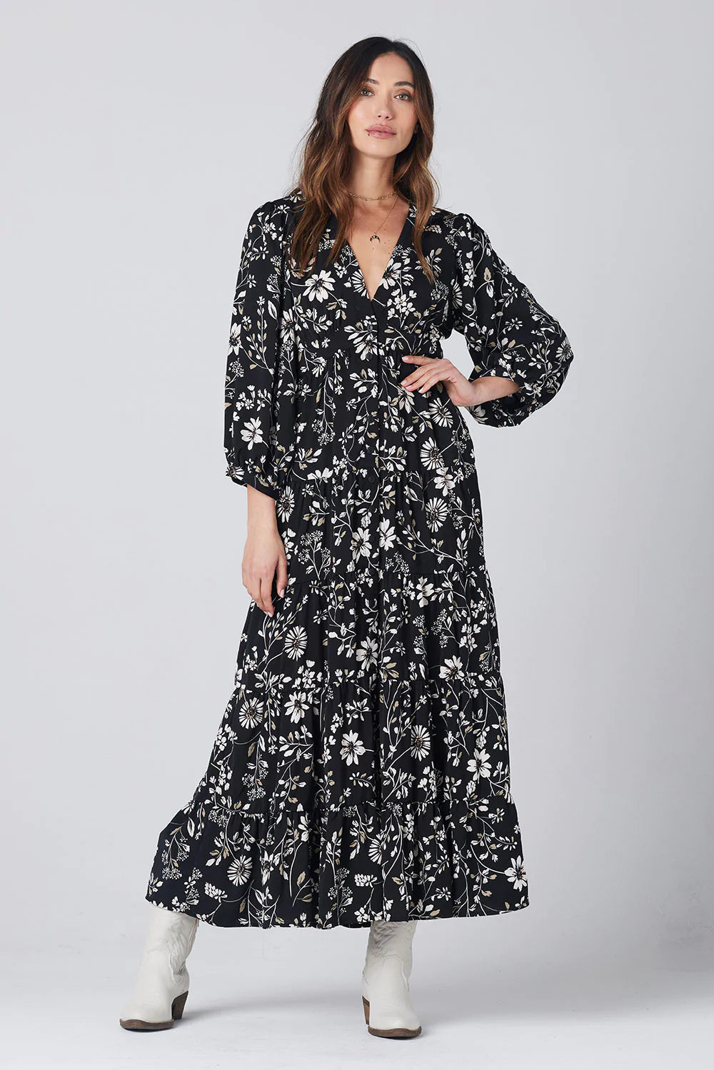 Idalia 3/4 Print Maxi Dress