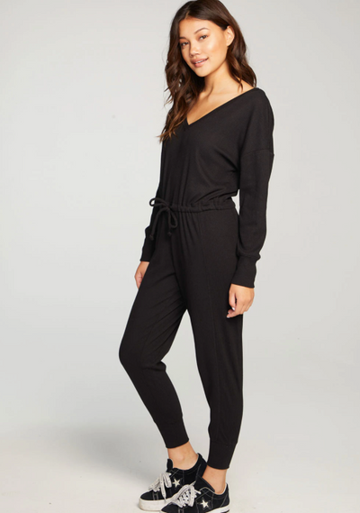 Rib Double V Jumpsuit