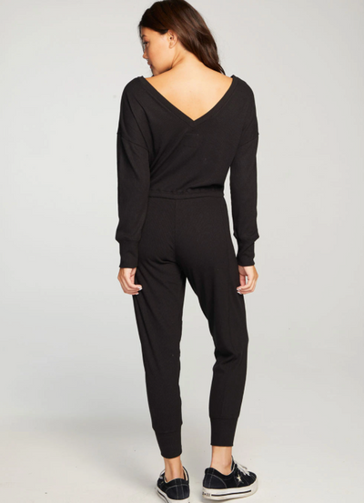 Rib Double V Jumpsuit