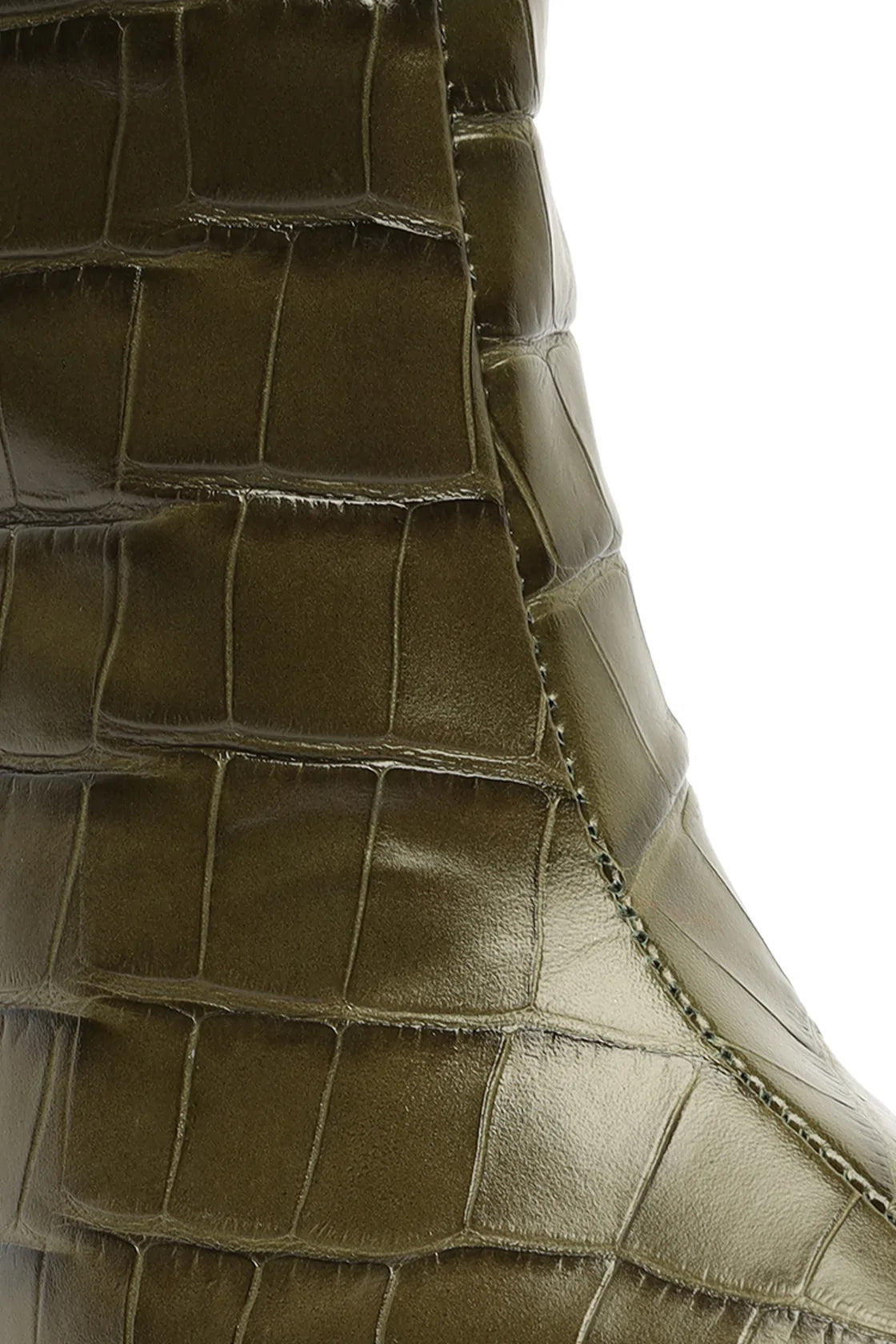 Schutz | Maryana Crocodile-Embossed Leather Boot | 5 US | Dark Chocolate