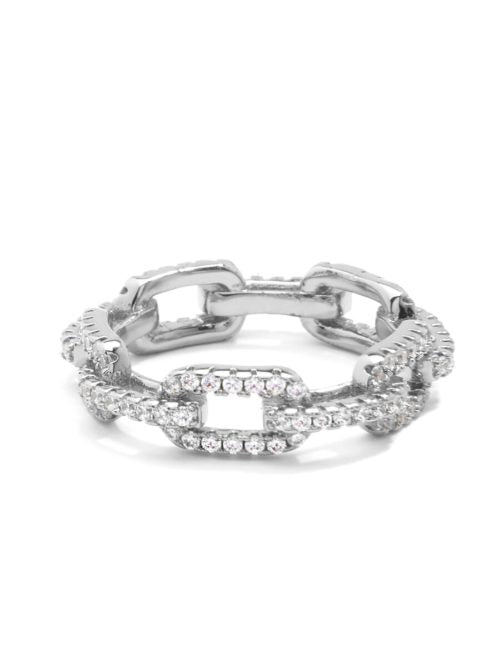 Silver Crystal Link Eternity Ring