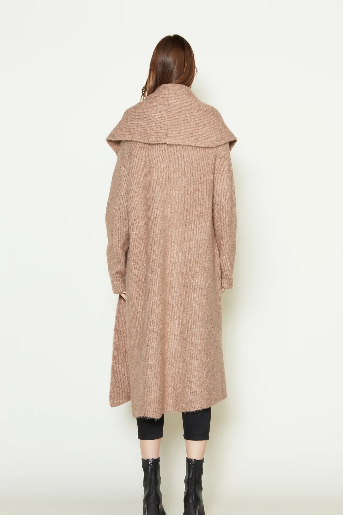 Wide Shawl Collar Long Cardigan