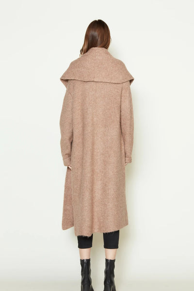 Wide Shawl Collar Long Cardigan
