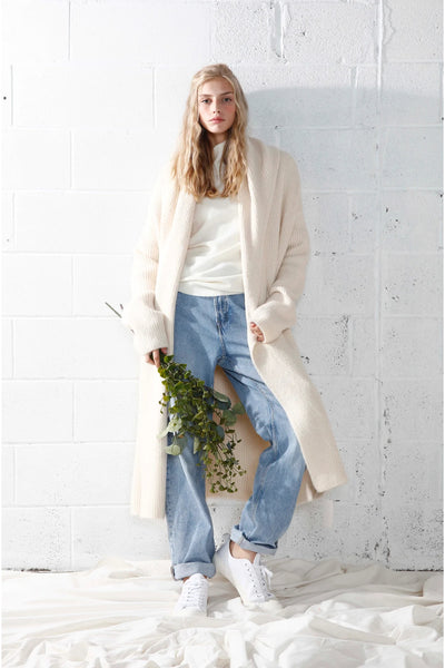 Wide Shawl Collar Long Cardigan