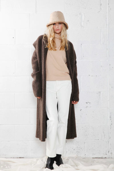 Wide Shawl Collar Long Cardigan
