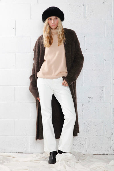 Wide Shawl Collar Long Cardigan